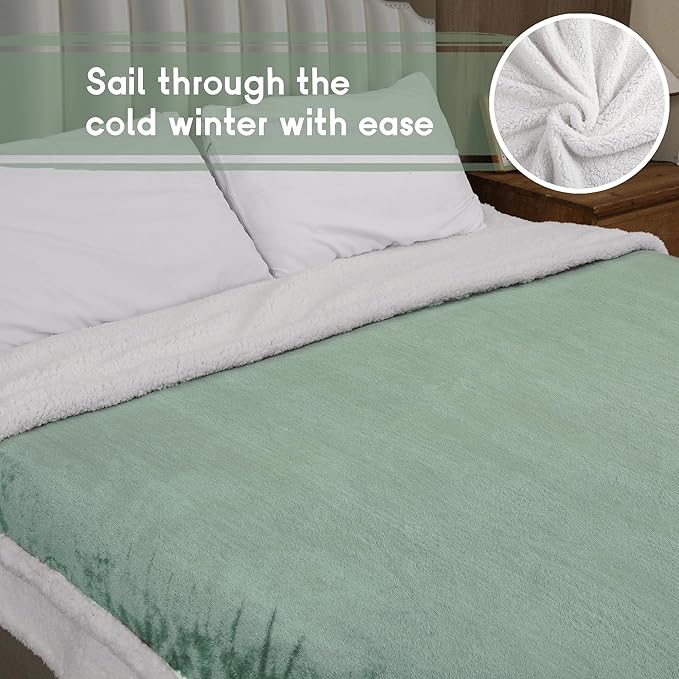 Heated Blanket Electric Throw 50''x60'', 3 Hour Auto Shut-Off 6 Heating Levels Small Warm Soft Flannel Electric Blanket Machine Washable - Light Green