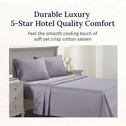 California Design Den Luxury Twin Sheet Set - 100% Cotton, 600 Thread Count Deep Pocket Twin Sheets, Soft Hotel-Quality Bedding with Sateen Weave - Lavender
