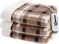 Electric Heated Blanket 72"x84" Full Size, Soft Flannel and Sherpa Double-Sided Material with 4 Heating Levels and 10 Hours Auto-Off, Machine Washable, Cozy Plush Fabric for Home, Brown Plaid