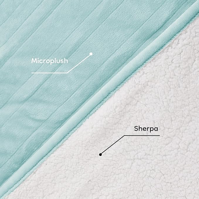 Electric Heated Blanket Queen Size - 84"x90", Soft Flannel Heating Blanket, 10 Heating Levels, 1-12 H Auto Shut Off, Dual Controllers, Breathable Warm and Washable for Bed, Mint Green