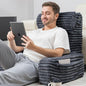 ENITYA Reading Pillow for Sitting in Bed Adult, 24in XXL Back Pillow for Bed Sitting up, Big Pockets & Built-in Arms, Back Support Chair Pillow for Watching TV/Reading/Gaming/Resting/Post Surgery,Grey