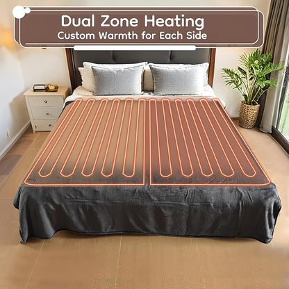 Electric Heated Blanket King Size - 90"x100", Soft Flannel Heating Blanket, 10 Heating Levels, 1-12 H Auto Shut Off, Breathable Warm and Washable for Bed, Dark Grey