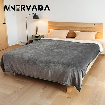 Heated Electric Blanket King Size 90''x100'', Dual Controller Soft Flannel with 10 Heat Settings 1-12 Hour Auto Off Large Blanket for Bed - Light Grey