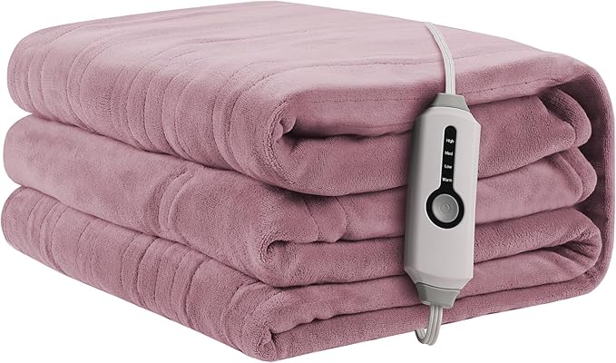 Electric Heated Blanket 72"x84" Full Size, Soft Coral Fleece with 4 Heating Levels and 10 Hours Auto-Off, Machine Washable, Cozy Plush Fabric for Home, Purple