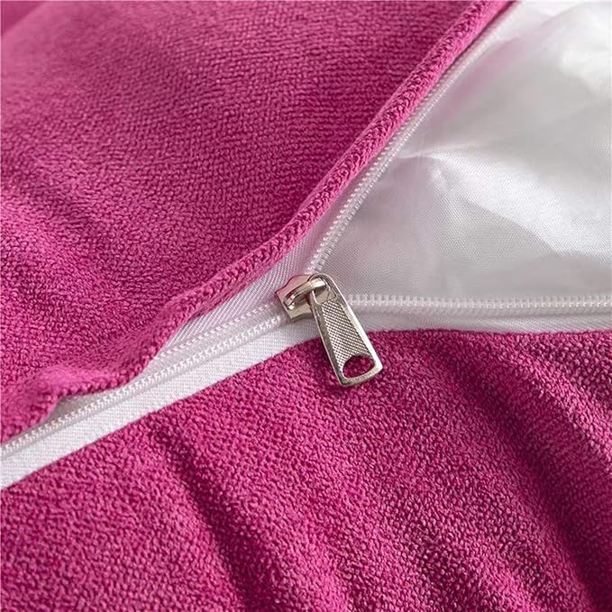 Triangular Reading Bedrest Pillow Large Bolster Cushion Headboard Backrest Wedge Pillow with Two Detachable Roll Pillows for Neck & Lumbar Support (Magenta, California King 71x8x20 inches)