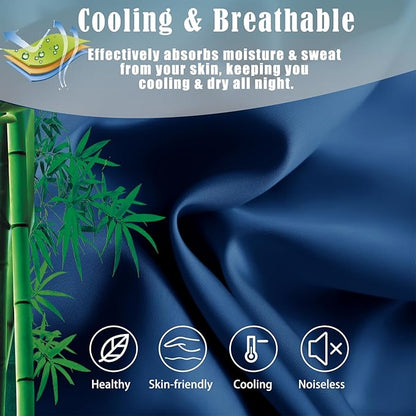 TELUS Pillow Cases King Size 2 Pack, Bamboo Rayon Cooling Pillowcases with Envelope Closure, Cool Breathable Pillow Case for Hot Sleepers & Night Sweats, 20x40 inch, Deep Blue
