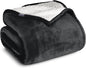 Bare Home Sherpa Fleece Blanket - King Size - Blanket for Bed, Sofa, and Couch - Warm & Lightweight - Fluffy & Soft - Reversible (King, Black)