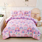 ANGIYUIN Colorful Rainbow Twin Size Comforter Set for Girls Cartoon Clouds Love Hearts Bedding Set with Sheets 6Pcs Kids Bed in A Bag, Pink, Twin