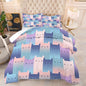 Cat Comforter Set King: Blue Purple Kawaii Cats Bedding Set for Women Men Adults King Size Gradient Cat Quilts Cute Pink Kitten Bed Sets 1 Comforter & 2 Pillowcases