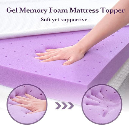 SINWEEK 3 Inch Gel Memory Foam Mattress Topper with Cooling Cover Ventilated Soft Mattress Pad, Bed Topper, CertiPUR-US Certified, Twin Size