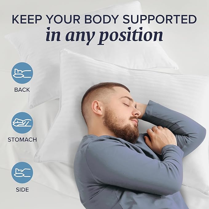 Beckham Hotel Collection Shredded Memory Foam Pillow 2-Pack Queen | Adjustable Fill Cooling Bed Pillows for Side, Back & Stomach Sleepers