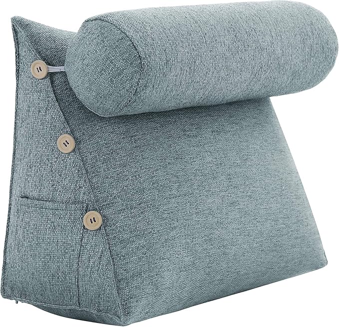 Daneey Reading Pillow for Bed Adult, Back Pillow for Bed Sitting Up, Back Support Pillow, Gray, 23.5 * 8 * 20IN