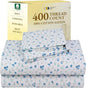 California Design Den Floral Pattern King Size Sheets Set - 400 Thread Count, Soft Sateen, Natural 100% Cotton Sheets, Deep Pockets, and Durable Bedding Set - Blooming Meadows