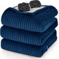 Bedsure GentleSoft Electric Blanket King Size - Soft Ribbed Flannel Heated Blanket with Dual Control, Heating with 10 Heat Settings & 10 Time Settings, 8 hrs Timer Auto Shut Off (90x100 inches, Navy)