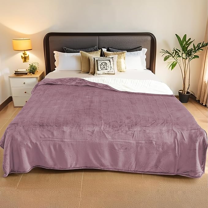 Electric Heated Blanket Full Size - 72"x84", Soft Flannel Heating Blanket, 10 Heating Levels, 1-12 H Auto Shut Off, Breathable Warm and Washable for Bed, Purple