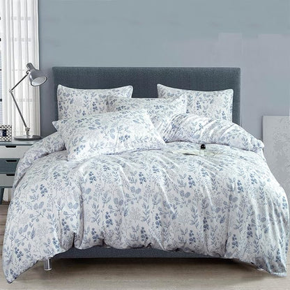 King White Duvet Cover Set Floral 100% Brushed Microfiber Chic Flower Branches Pattern Bedding 3 Pieces Garden Style for All Seasons 1 Duvet Cover and 2 Pillowcases with Zipper Closure