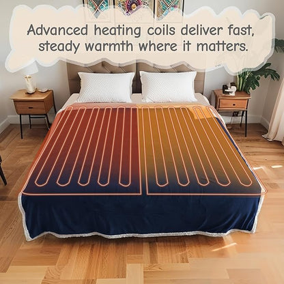 Electric Heated Blanket Full Size 72"x84", Soft Flannel with Overheat Protection, 6 Adjustable Heat Settings & 10-Hour Auto-Off Timer, Fast Heating for Winter Comfort, Navy Blue