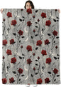Gothic Rose Moon Blanket Gifts for Boys Girls Kids, Red Flower and Starry Night Warm Soft Flannel Throw Blankets for Travel, Sofa, Living Room, Bedroom Decor, 40x50 in