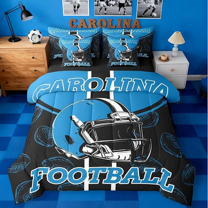 Feelyou Football Comforter Set with Sheets 7 Piece Twin Size Ball Games Bed in a Bag Kids Boys Girls Rugby Bedding Set City of Footballs Bedroom Decor Rugby Sports