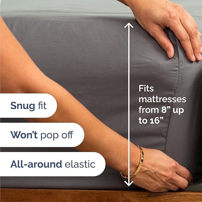 Twin 4 Piece Sheet Set - Comfy Breathable & Cooling - Ultra-Soft Hotel Luxury Bedding Set with 8-16 Inch Deep Pockets - 1 Flat & 1 Fitted Sheet & 2 Pillowcases - Wrinkle Free & Easy Care - Dark Grey
