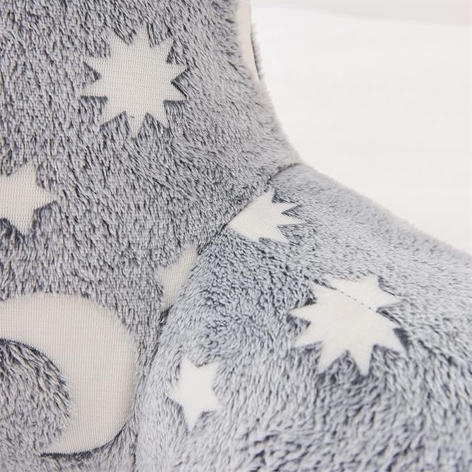 Meeting Story Glow in The Dark Star Moon Luminous Reading Pillows Sparkling with Arms Back Pillow for Bed, Bed Rest Pillow for Adults Teens, Kids, (Grey)