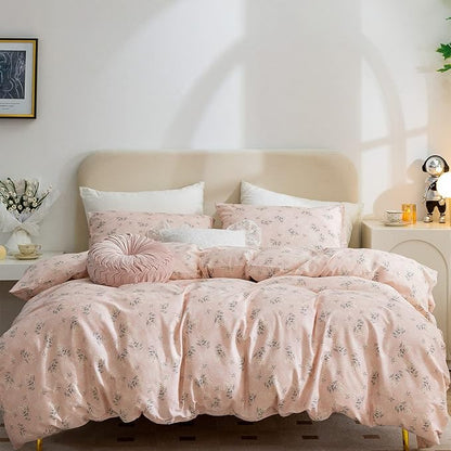 King Duvet Cover, 100% Brushed Microfiber 3-Piece King Bedding Set, Reversible Floral Chic Garden Style Pattern King Flower Duvet Cover with Zipper Closure
