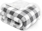 PAVILIA Light Grey Buffalo Plaid Sherpa Throw Blanket for Couch, Plush Light Gray Checkered Fleece Blanket and Throws, Soft Fuzzy Flannel Blanket for Sofa Bed, Warm Cozy Winter Blanket Gift, 50x60