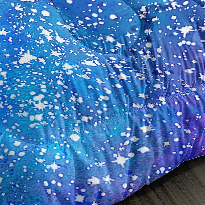 Black Cat Bedding Cartoon Cat Comforter Set Twin,Butterflies Moon Printed Kids Bedding Set for Kids Boys Girls Adults Teens,Kids Comforter Set All Season,1 Quilt 2 Pillow Cases,Blue