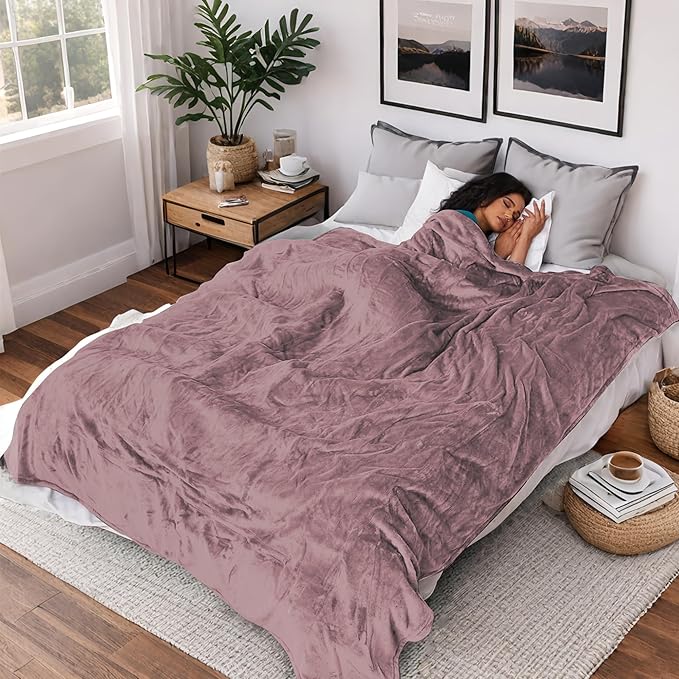 Heated Blanket Electric Blanket Twin Size 62''x84'', 4 Heating Levels 10 Hrs Auto Shut Off Soft Warmer Flannel Blanket ETL Certification - Purple