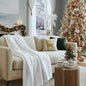 Cloud Scape Linen Herringbone Cotton Throw Blanket for Couch, Bed,Sofa, Home Decor, Soft, Heavy, All-Season, Winter Bed Blanket, Best Gift for Christmas, 50 x 70, White