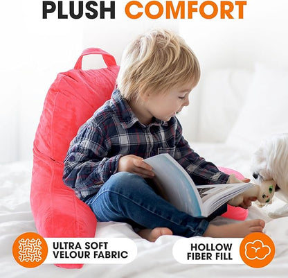 Cheer Collection Reading Pillow with Arms – Portable Bed Pillow for Sitting Up & Support, Hollow Fiber-Filled Back Rest Pillow for Sitting in Bed & Couch, Machine Washable, Hot Pink (Small)