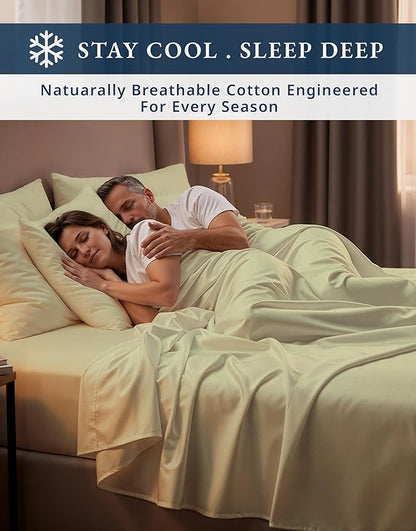 100% Egyptian Cotton Queen Bed Sheet Set – 4 Piece Queen Sheets Set, Breathable & Fade Resistant, Silky Sateen Weave for Winter Comfort, Ultra-Soft Hotel Luxury Bedding with 15" Deep Pocket - Seafoam
