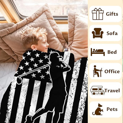 Golf Blanket Throw Blankets Gift for Kids Boys 8-12, 60x50 Inches Plush Comfy Soft Sports Throws for Couch Bed Home Decorations