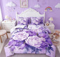 Feelyou Purple Rose 7 Piece Bedding Set King Size Butterfly Comforter Set with Sheets for Women Girls Teens Floral Flower Bed in a Bag Romantic Bed Set