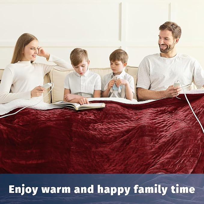 Heated Electric Blanket King Size - 90" x 100" Heating Blanket with Dual Control, 10 Heating Levels & 8 Hours Auto Off, Soft Warm Flannel Blanket, Christmas Birthday Gifts for Senior Grandma