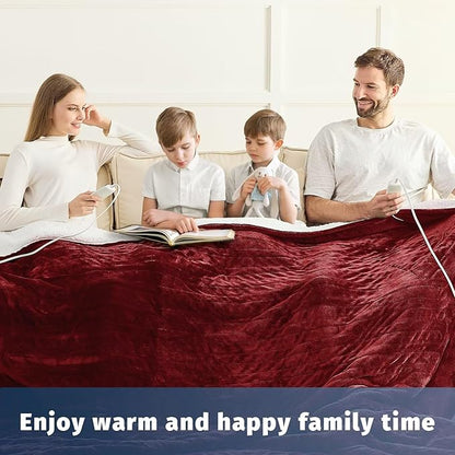 Heated Electric Blanket King Size - 90" x 100" Heating Blanket with Dual Control, 10 Heating Levels & 8 Hours Auto Off, Soft Warm Flannel Blanket, Christmas Birthday Gifts for Senior Grandma