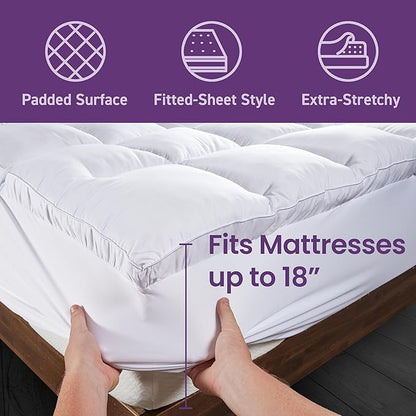 SafeRest CloudGuard - King Size Hybrid Mattress Protector & Pad (Extra Padded) - Waterproof Quilted Pillow Top Mattress Cover - Thick, Plush & Fitted Mattress Topper for Bed