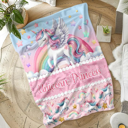 Unicorn Blanket for Girls, Unicorn Princess Gift, 50 x 40 Inches Soft Fuzzy Blanket for Unicorn Lovers, Cozy Pink Warm Flannel Throw Blanket Bed Sofa Room Decor, Camping, Travel, Chair