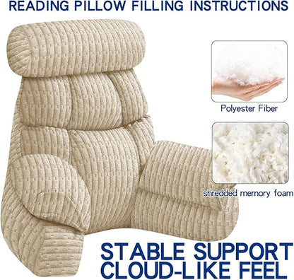 FXXUDVNIIN Back Pillow for Bed Sitting Up: Reading Pillow with 9.4" Height Armrest-Bed Pillow for Sitting up & TV Pillows for, Play Games, Working & Relaxing, Comfort Support for TV/Reading