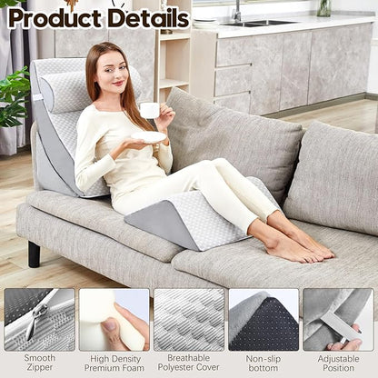 4pcs Wedge Pillow Set for After Surgery,Bed Wedge Pillows for Sleeping,Post Surgery Recovery， 45 Degree Wedge Pillow for Acid Reflux Relief and Anti-snoring，