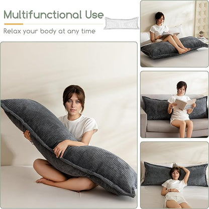 HIGOGOGO Body Pillow for Adults, Thickened Memory Foam Long Bed Pillow, Breathable Full Body Pillow with Removable Pillow Cover (20x54 Inch)