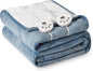 Heat Blanket 84”x90” Queen Size-Dual Control，Soft Flannel & Sherpa Electric Blanket with 10 Heat Settings,12 Timer Setting and 8 Hours Auto-Off,ETL Certified Machine Washable,Light Blue
