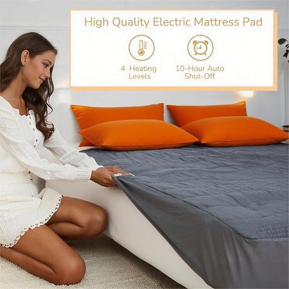 Electric Mattress Pad King Size 78"x80", Premium Brushed Fabric, 4 Heat Settings & 10 Hours Auto Off, Elastic Deep Pocket, Machine Washable, Gray