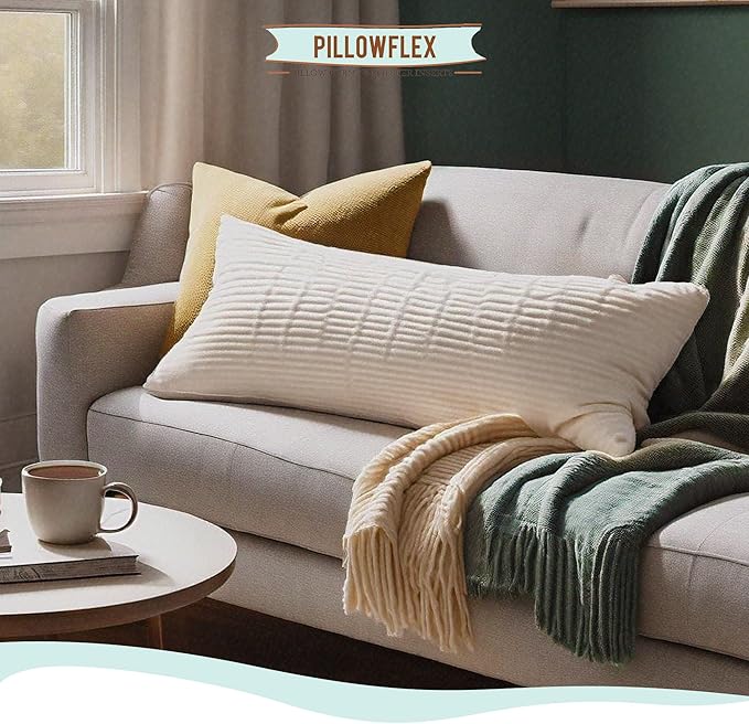 Pillowflex Synthetic Down Pillow Insert - 16x36 Down Alternative Pillow, Ultra Soft, Large Rectangle Body Sleeping Pillow, Lumbar, Long, Back - 1 Decorative Pillow Form