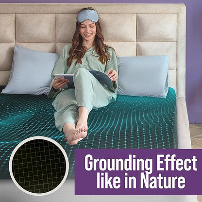 Earth Grounding Sheets King Size with 12% Silver Fiber & 4% Silk & 84% Organic Cotton - Black - Grounded Well Bed Sheet - Conductive Fitted Sheet for Better Sleep