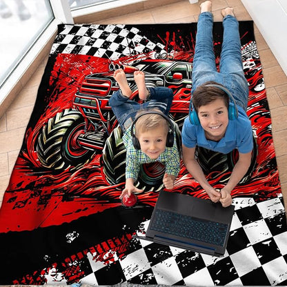 Boys Blanket Gifts Truck Blankets for Kids Toddlers Boys - 30" x 40" Cute Car Themed Soft Lightweight Flannel Throws for Couch, Sofa, Bed, Office, Travel