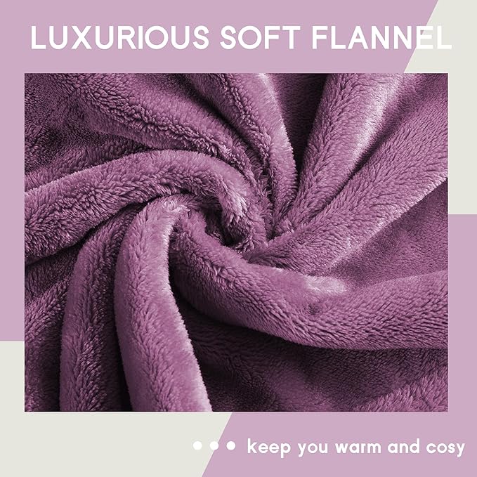 Heated Electric Blanket Queen Size 84''x90'', Dual Controller Soft Flannel with 6 Heat Settings 1-10 Hour Auto Off Large Blanket for Bed - Purple