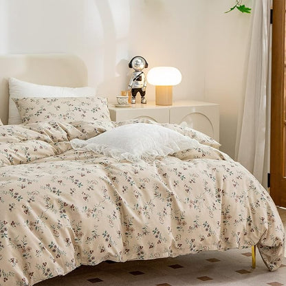 Jane yre King Duvet Cover Floral, Brushed Microfiber 3 Pieces Bedding Set King, Garden Style Vintage Floral King Duvet Cover Flower, with Zipper Closure, Luxury Soft Breathable Comfy