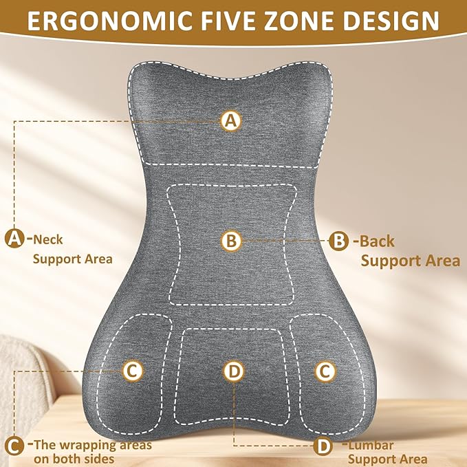 Reading Pillow for Bed,Ergonomic Wedge Pillow Headboard,Memory Foam Back Support Pillow for Bed Sitting Up Adult Sleeping,Wedge Headboard Pillow for Sleep Apne on Bedrest Couch Floor,Grey