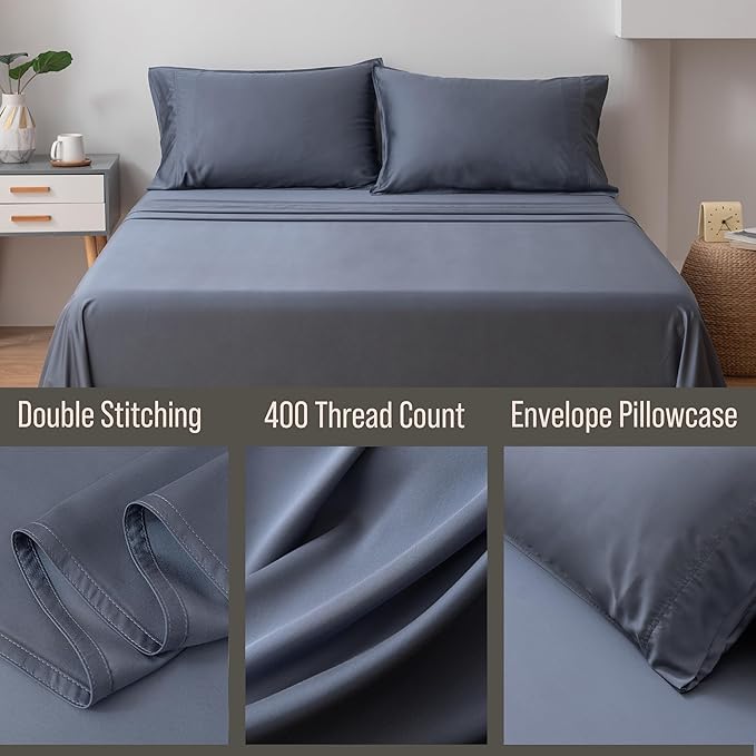 Bella Coterie | Luxury Bamboo Standard Size Pillowcase Set | 100% Organically Grown Bamboo Viscose | Ultra Soft | Cooling | 2 Pcs [Slate Blue]